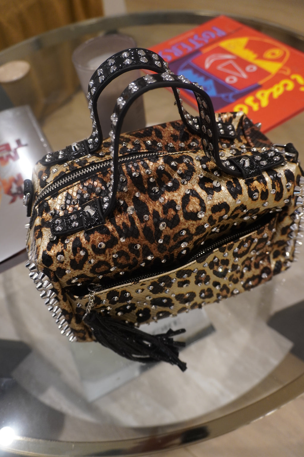 LEOPARD PRINT STUD BAG