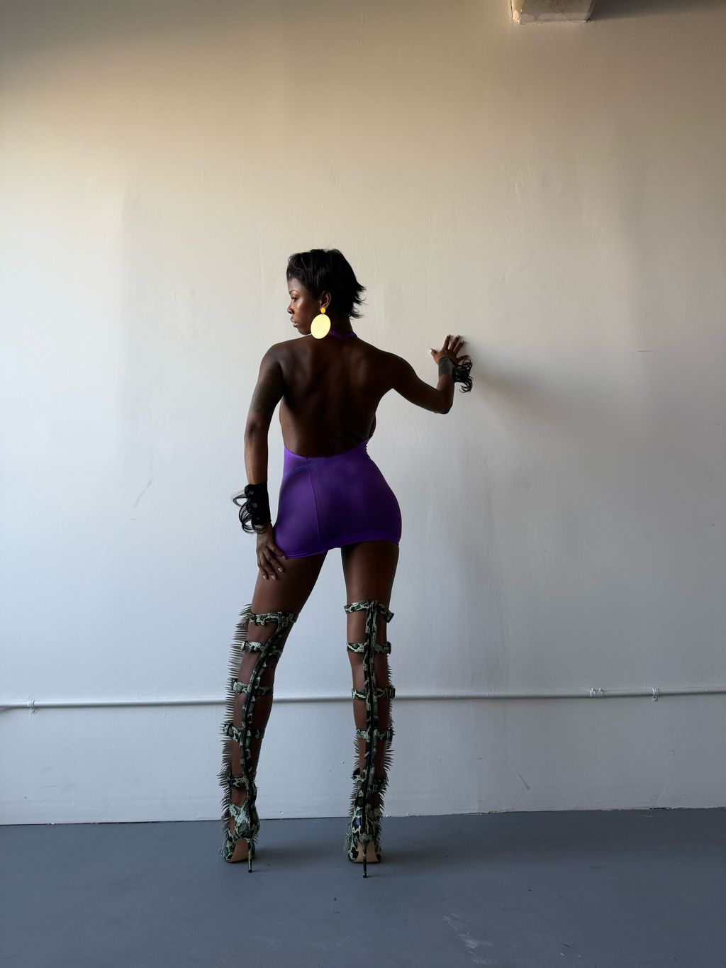 TLZLF X AZIAVAI PURPLE SHEER MINI DRESS