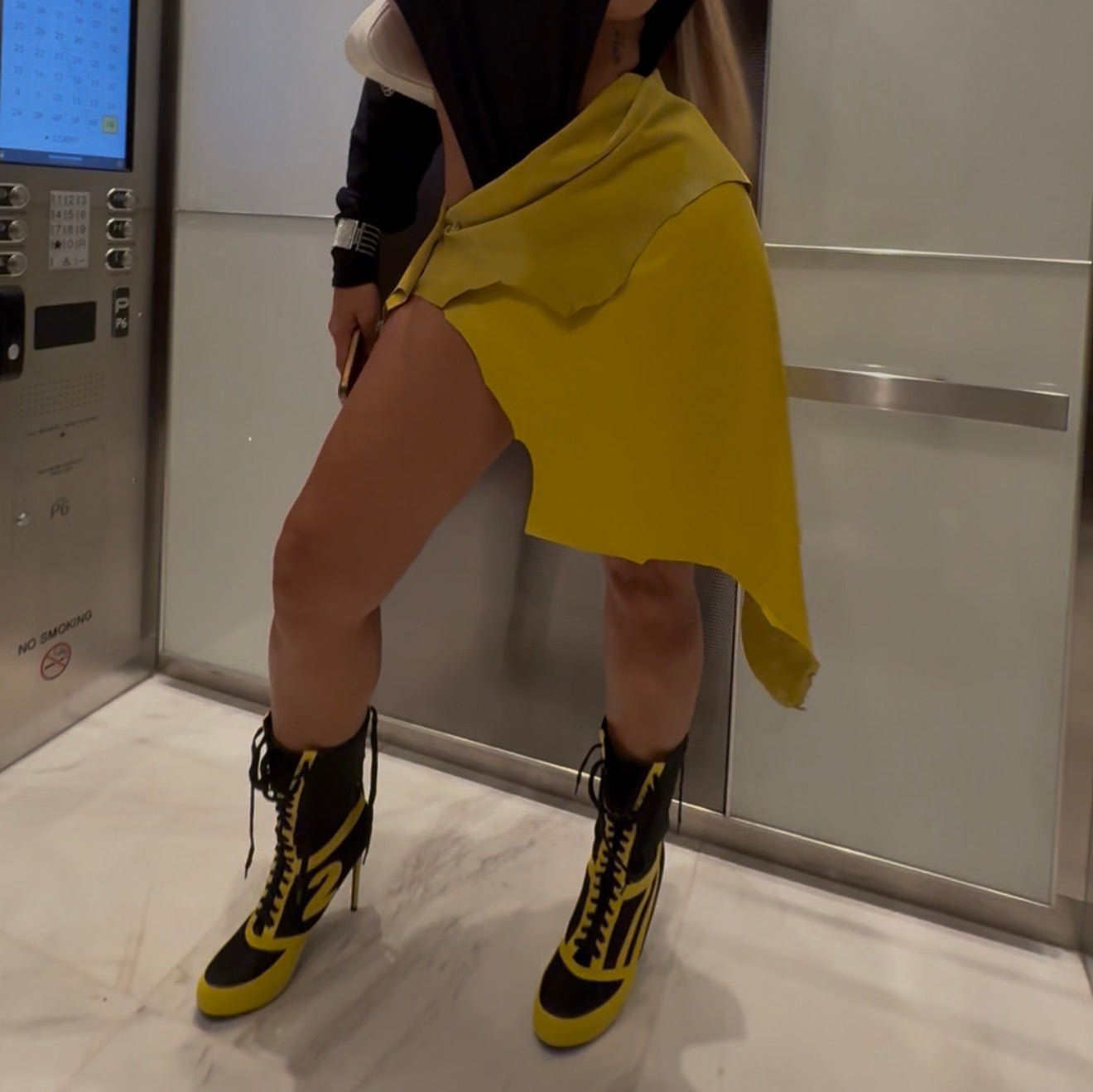 YELLOW LEATHER HIDE SKIRT