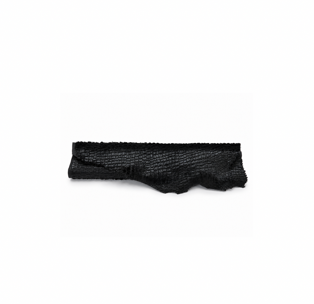 EMBOSSED CROC/FUR CLUTCH